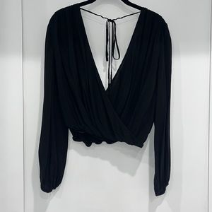 Small Pins & Needles Urban Outfitters black wrap top